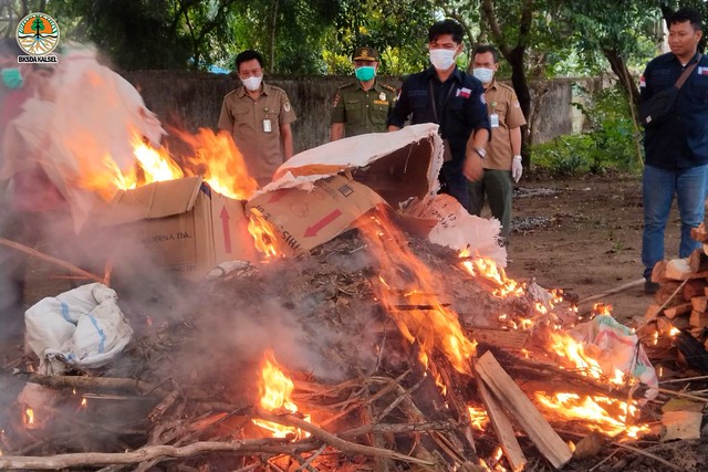 Pemusnahan Sisik Trenggiling di Balai KSDA Kalimantan Selatan